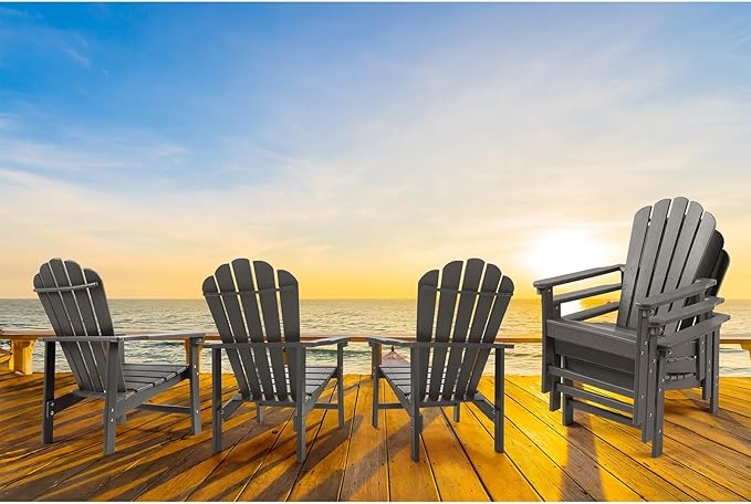Stackable Adirondack Chair, Space Saving HDPE All-Weather Fire Pit Chairs for Outdoor Lawn Porch Deck