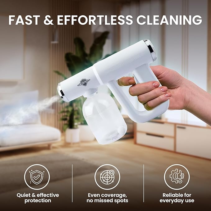 The Original Disinfectant Fogger Machine - Professional Sanitizer Sprayer - ULV Atomizer & Nano Steam Gun – Rechargeable Barber Spray Gun with Blue Light V2