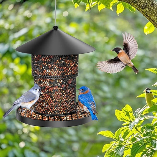 Bird Feeder for Outdoor Hanging, Large Squirrel Proof Birdfeeders - Heavy Duty Metal Bird Feeders for Outside Hanging, 4 Lb Large Capacity Birdfeeder to Attracting Birds