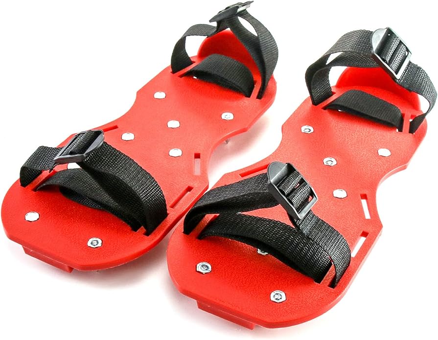 QWORK Gunite Spiked Shoes With 3/4” Short Spikes Perfect For Epoxy Floor, Overlays, Cover Installation, Green Color (Pair)