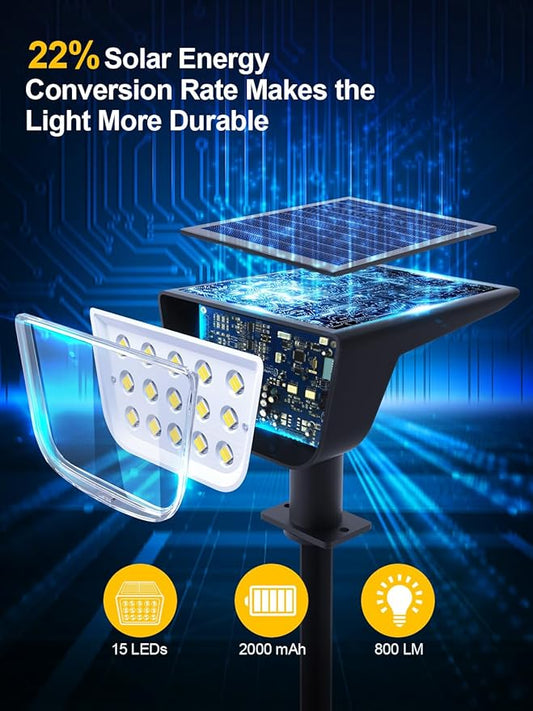 Solar Spot Lights Outdoor, Ultra Bright Solar Garden Lights Warm White, IP68 Waterproof Landscape Spotlights, 800LM 2700K for Yard Garden Wall Driveway, 8 Pack