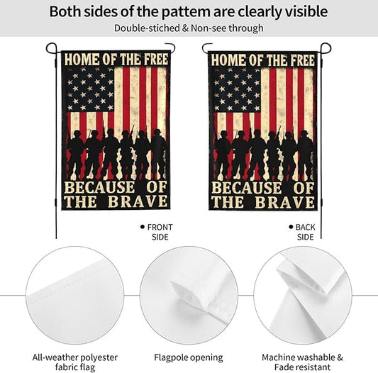 Veterans Day Garden Flag 4th of July Decorations Vertical Double Sided Outdoor Yard Flags 12.5x18 Inch Burlap Banners for House Lawn