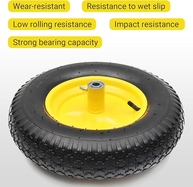 AR-PRO 4.80/4.00-8" Tire and Wheel Set - 6" Hub, and 5/8" Sintered Iron Bearings, Universal Replacement Utility Equipment Tubed Tire and Wheel