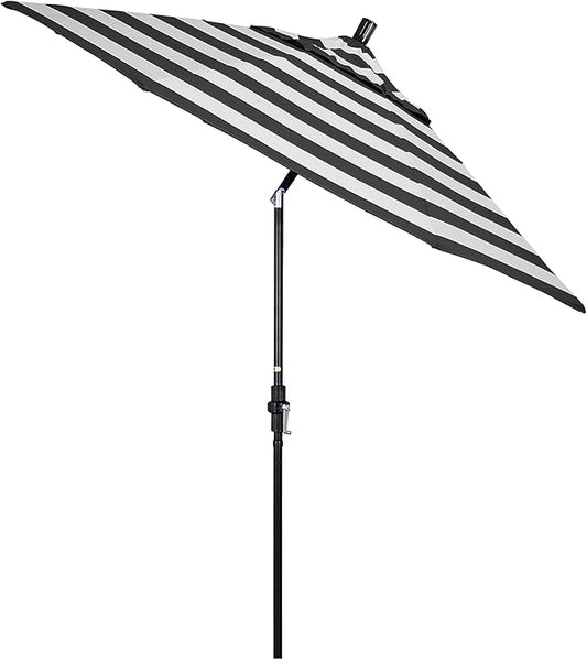 California Umbrella 9' Round Aluminum Pole Fiberglass Rib Market Umbrella, Crank Lift, Collar Tilt, Black Pole, Sunbrella Spectrum Mist