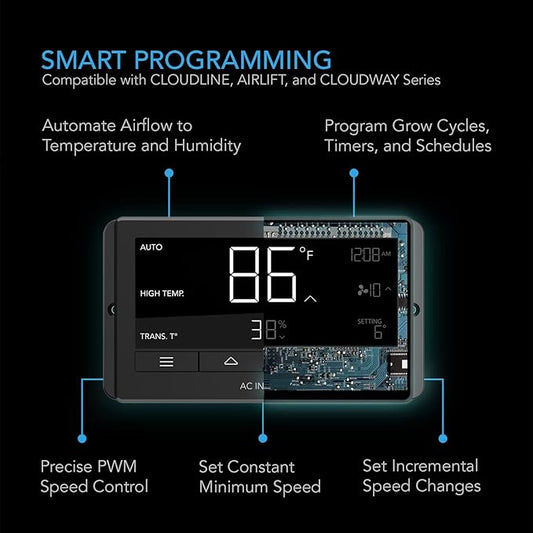 AC Infinity Controller 67, Smart Bluetooth Fan Controller with Temperature, Humidity, Schedules, Grow Cycles, Dynamic Speed Programming for CLOUDLINE Airlift Fans Cooling and Ventilation