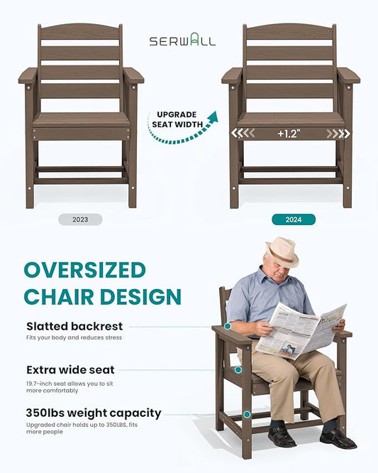 SERWALL Patio Dining Chair Set of 2, Coffee