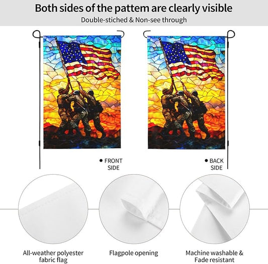 4th of July Garden Flag Independence Day Decorations Vertical Double Sided Outdoor Yard Flags 12.5x18 Inch Burlap Banners for House Lawn