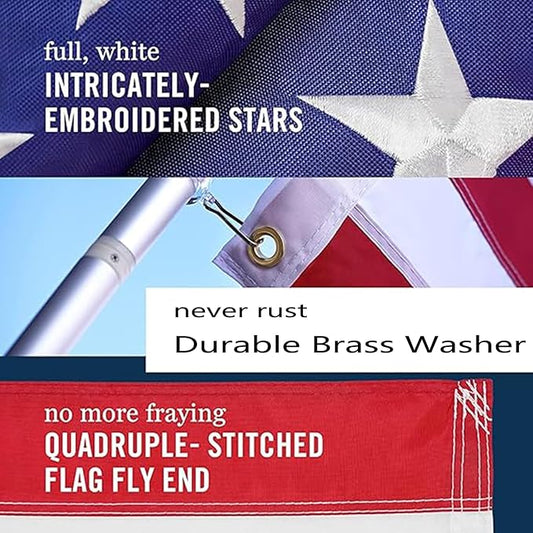 Heavy Duty American Flag 2x3, Small American Flags Outside, With Embroidered Stars, Sewn Stripes, Brass Grommets, Tearproof 420D Nylon Material, All Weather Flag– Unmatched Durability in Any Weather.