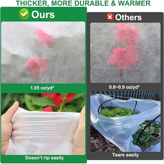 KLEWEE Plant Covers Freeze Protection 10 x 33 Ft, 1.05 oz/yd² Thicker Frost Cloths Blankets for Outdoor Plants, Plant Covers for Winter, Garden Floating Row Cover