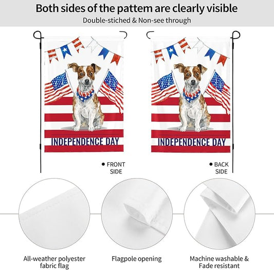 Independence Day Dog Garden Flag Vertical Double Sided Outdoor Yard Flags 12.5x18 Inch Burlap Banners Vertical Double Sided for Outdoor Decor Lawn