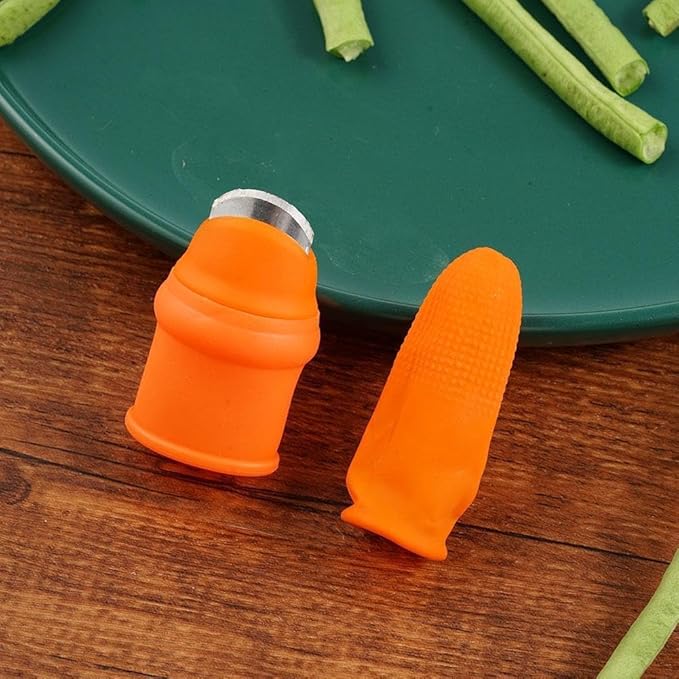 Orange Silicone Thumb Cutter Set, Separator Finger Plant Fruit Picking Tool,Fruit and Vegetable Picking Potted Plants Trim Silicone Thumb Tool for Strawberry Vegetables Garden Plants Gardening Aprons