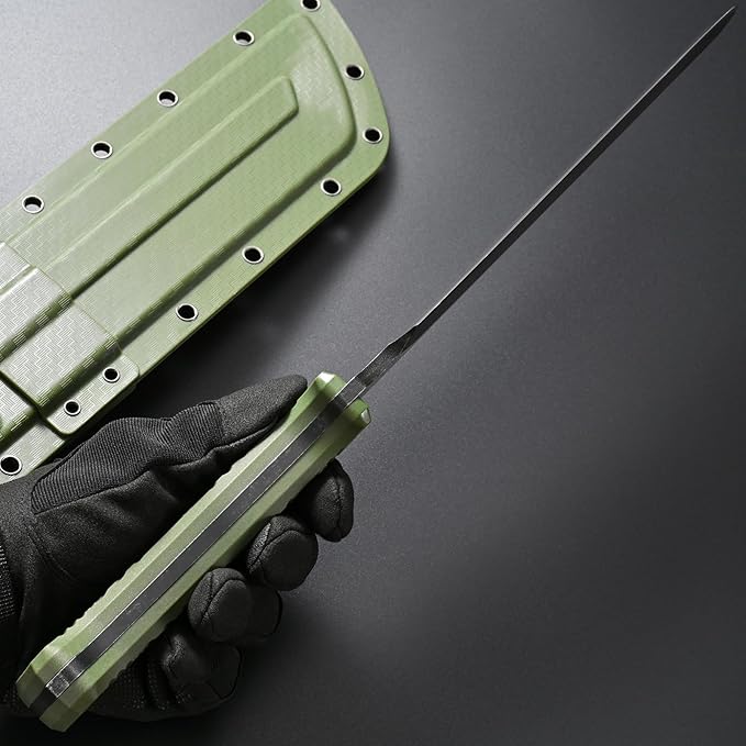 GTK32 Fixed Blade Knife DC53 Steel Blade Full Tang Nylon Fiberglass Handle Heavy Duty Knifes for Field Hunting Camping Adventure(Green)