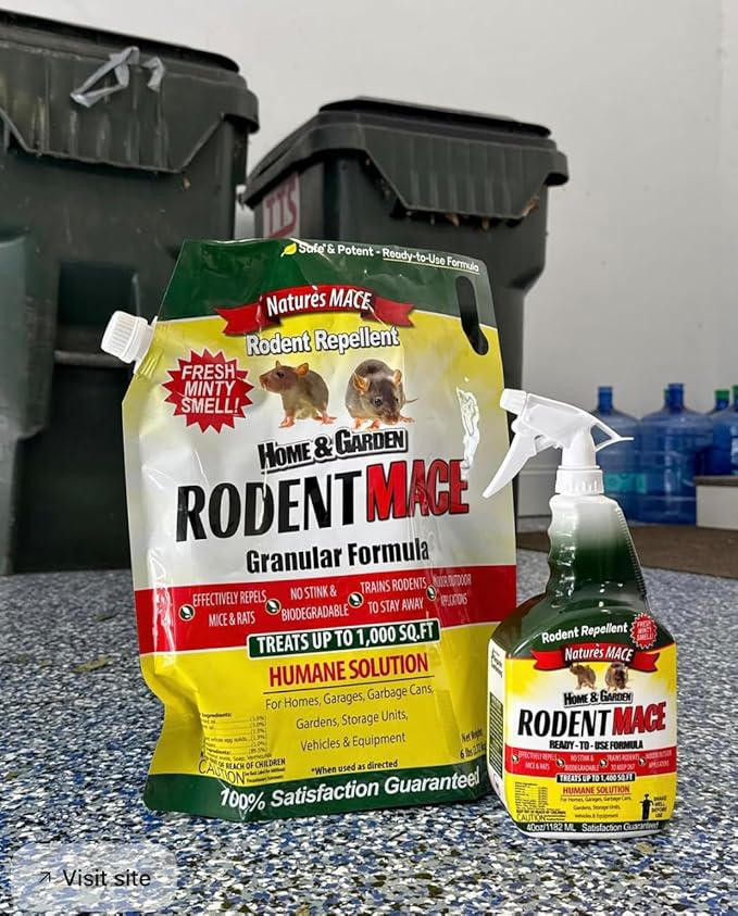 Nature’s MACE Rodent Repellent 5 Gal Concentrate, Covers 10 Acres, Repel Mice & Rats, Keep Mice, Rats & Rodents Out of Home, Garage, Attic, and Crawl Space, Safe to Use Around Children, Pets, & Plants