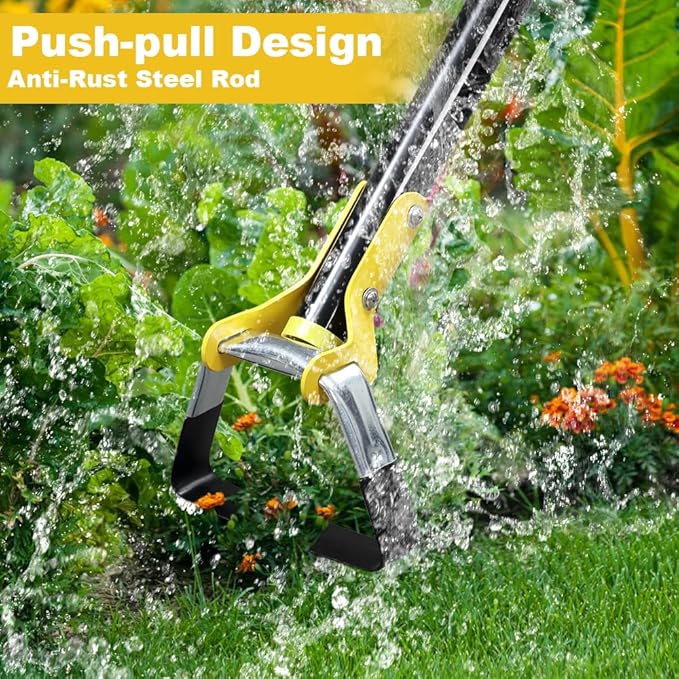 Ihomepark Adjustable Heavy-Duty Garden Hula Hoes, Long Handle Scuffle Hula Hoe for Efficient Weeding and Gardening, 30-72 Inch Loop Stirrup Design (6 FT)
