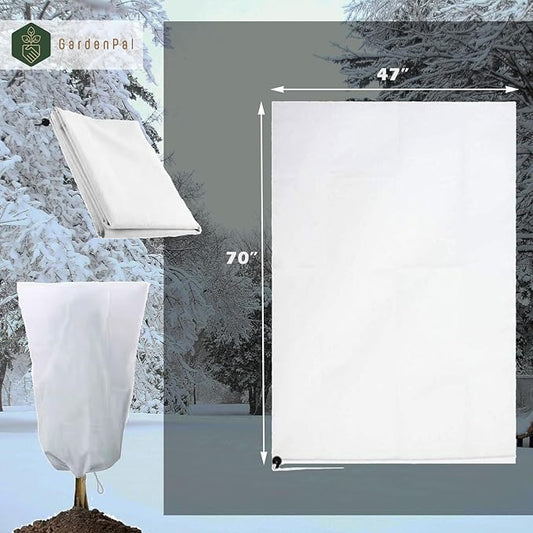 GardenPal 2 Pack Plant Covers Freeze Protection with Zipper, 47''×70'' Thicken Frost Cloth with Drawstring Reusable for Outdoor Plants, Frost Cloth Plants Freeze Protection (47''×70''(2pcs))