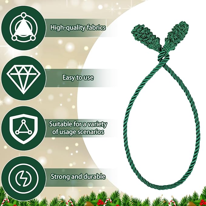 Shappy 36 Pieces Christmas Garland Banister Ties Christmas Decorative Reusable and Flexible Twist Ties for Garland, Banister Home Decoration (Green)
