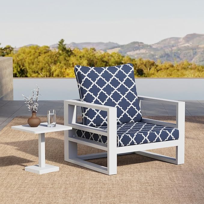 2 Pack Outdoor Throw Pillows 26x26 Inch Water-Resistant Decorative Pillow Cushions with Insert for Patio Garden Porch, Blue Diamond
