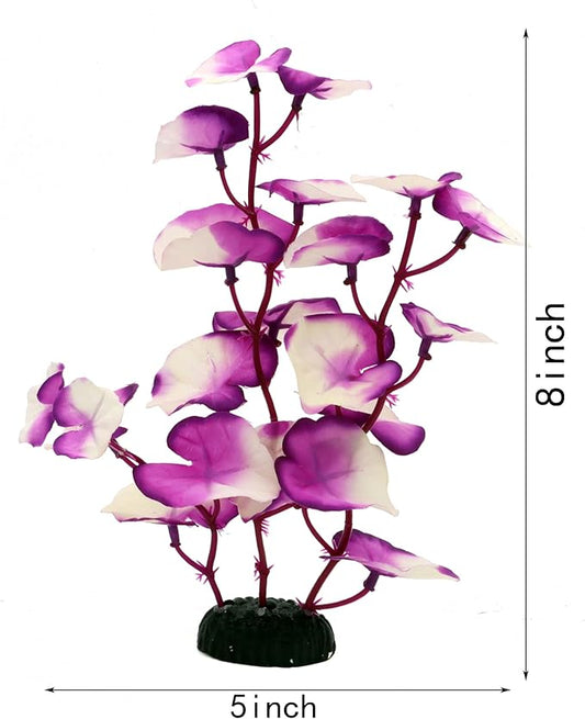 Silk Aquarium Plants for Betta Fish Tank, 2 Pcs 8 Inch Small Silk Aquarium Plant Aquatic Water Grass Decoration,Purple-White