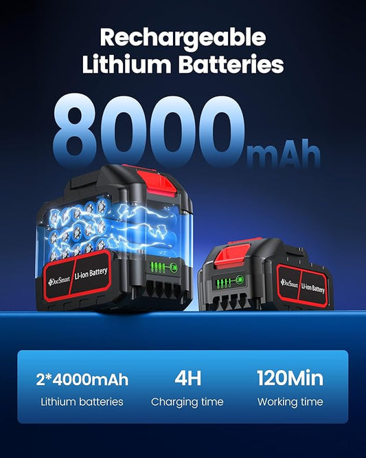 Chainsaw Cordless 12 Inch,Electric Chain Saw with 2pcs 4000mAh Rechargeable Batteries,Battery Powered Handheld Saw for Trees Trimming Wood Cutting,Perfect Gardening Tools for Thick Branches and Logs