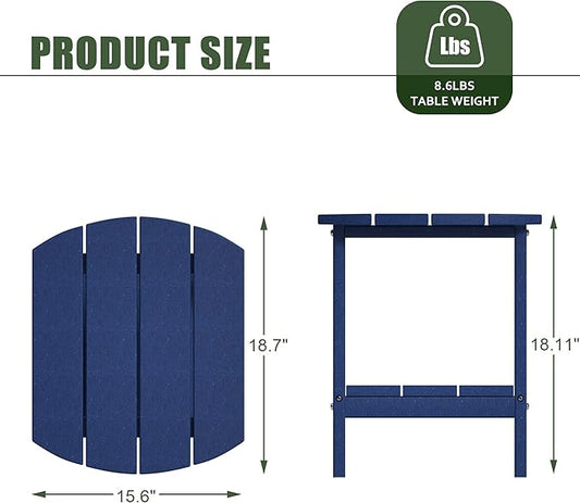 TORVA Patio Adirondack Side Table, Outdoor End Tables All-Weather Resistant HDPE Humidity-Proof Long Time Use for Deck, Lawn,Garden, Porch, Backyard End Table(Navy Blue)(2 Tier)