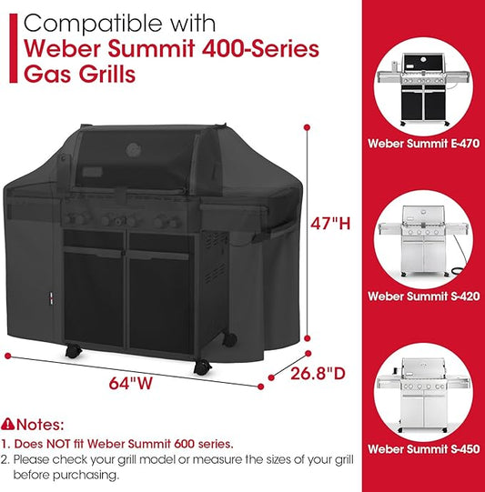 Unicook Grill Cover Compatible with Weber Summit 400 Series, Heavy Duty Waterproof Outdoor BBQ Cover 64 Inch, All-Season Protection Barbecue Gas Grill Protector, Compared to Weber 7108