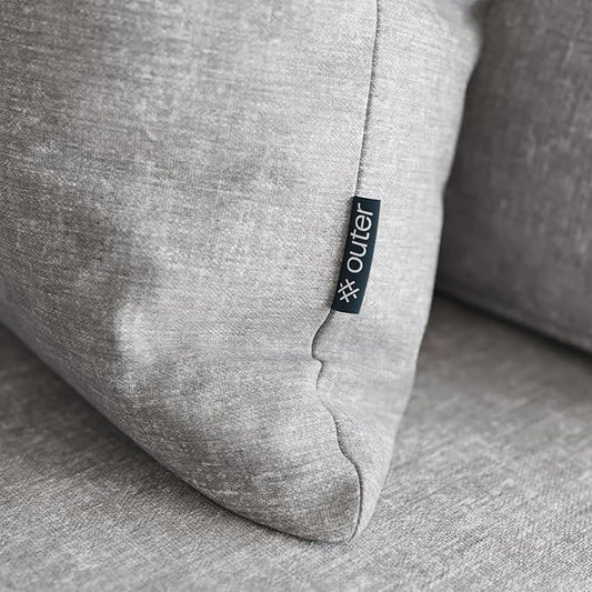 Outer Outdoor Throw Pillow with OuterWeave Performance Fabric, Decorative Outdoor Pillow for Patio & Outdoor Furniture, Includes Machine Washable Pillow Cover and Insert - Pacific Fog Gray, 20"x20"