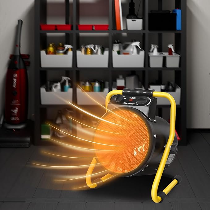 Portable Greenhouse Heater, Overheat Protection, 1500W Radiant Electric Heater for Indoor and Outdoor Use, Garage, Grow Tent, RV, IPX4 Water Resistant, 1 Piece, Black