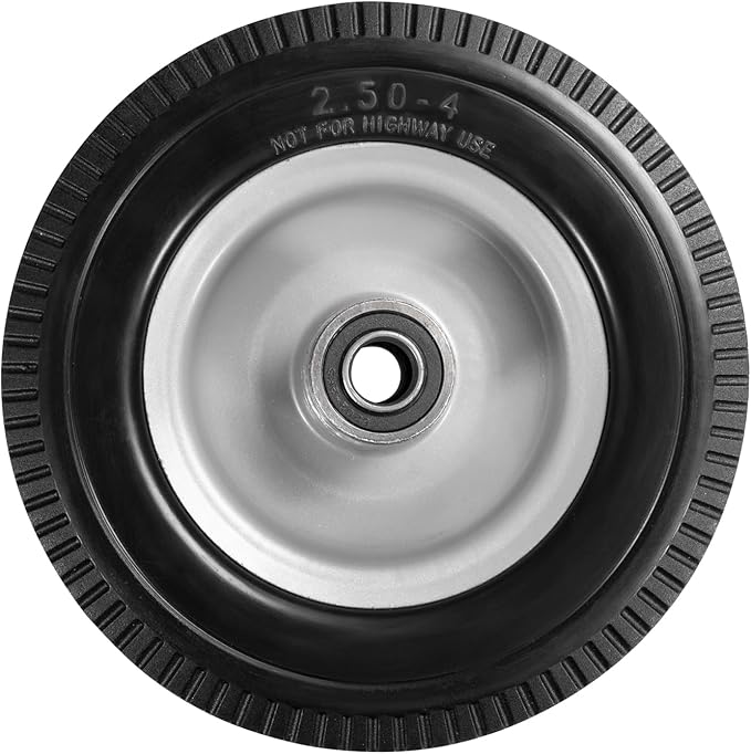 8-Inch Solid Tire Replacement - 2.50-4"Flat Free Tire and Wheel Heavy-Duty for Gorilla Carts, Yard Tractors, Wagons - Replacement Tires with 5/8" Bearings & 2.25" Offset Hub(2 Pack)