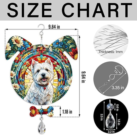 West Highland Dog Ears Wind Spinner, West Highland Wind Spinner Hanging for Yard and Garden V02