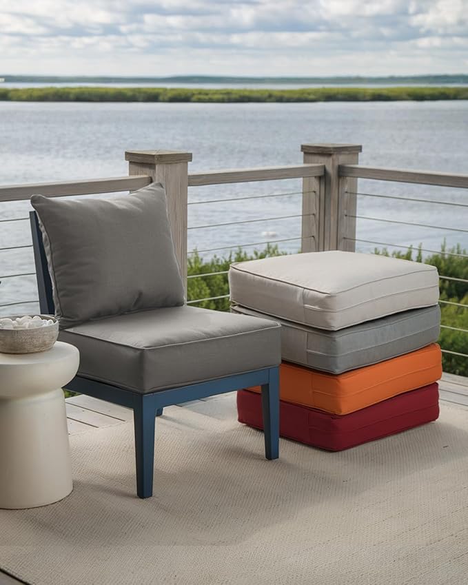 Luxury 24x24x6 Inch Patio Chair Cushions Set of 3 - Memory Foam Deep Seat Water-Resistant Patio Cushion for Lawn Dining Rocking Swivel Chairs Loveseat 3-Seater Sectional Sofa - Grey