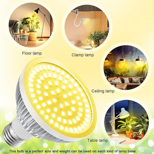 Grow Light Bulbs for Indoor Plants Full Spectrum, LED Grow Light Bulb 18W(180W Equivalent) 3500K Warm Light,PAR30 E26 Base for Regular Lamps,High PPFD for Plant Growing and Seed Starting,2 Pack.