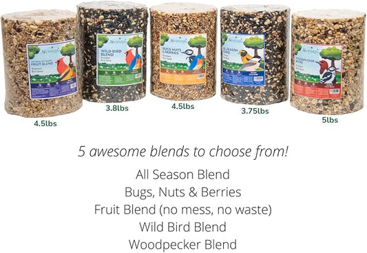 JCs Wildlife 5 Pack Premium Bird Seed Blend Large Cylinder with Hole Variety Pack