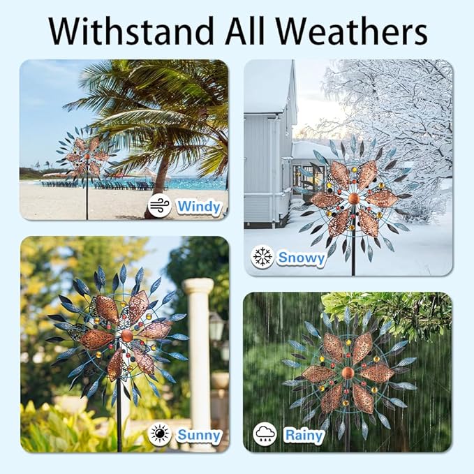 Stargarden Large Wind Spinners Outdoor, 23 Inch Metal Wind Spinner, Double Kinetic Wind Sculptures & Spinners, Waterproof Pinwheels Outdoor Decoration for Patio, Lawn, Garden, Porch Decor