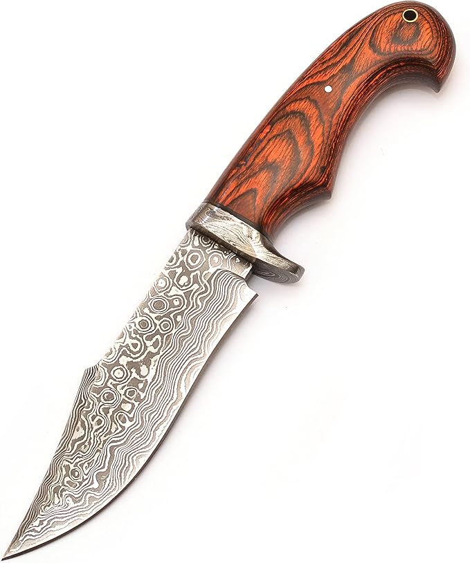 Handmade Damascus Steel Bowie knife Fixed Blade Knife for outdoor, bushcraft, camping,survival with Leather Sheath And Perfect Handle Grip