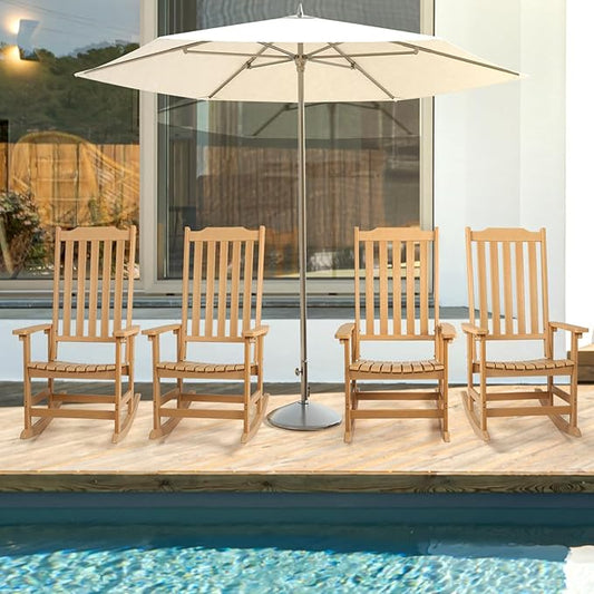 Outdoor Rocking Chairs Set of 2, Oversized All Weather High Back Porch Rocker, Patio Rockers for Outside