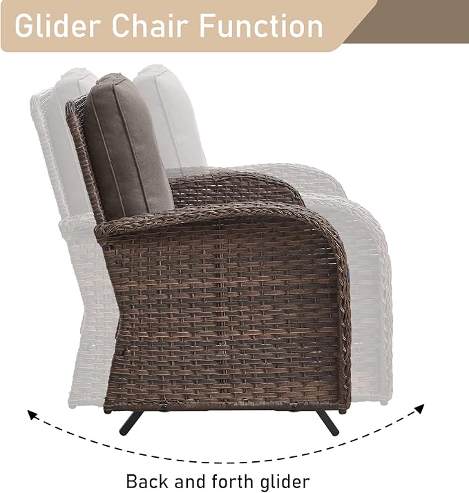 HUMMUH Patio Furniture 7-Piece PE Wicker Outdoor Conversation Set,All-Weather Swivel and Rocking Chairs,Glider Loveseat,Coffee Tables for Backyard,Poolside,Deck