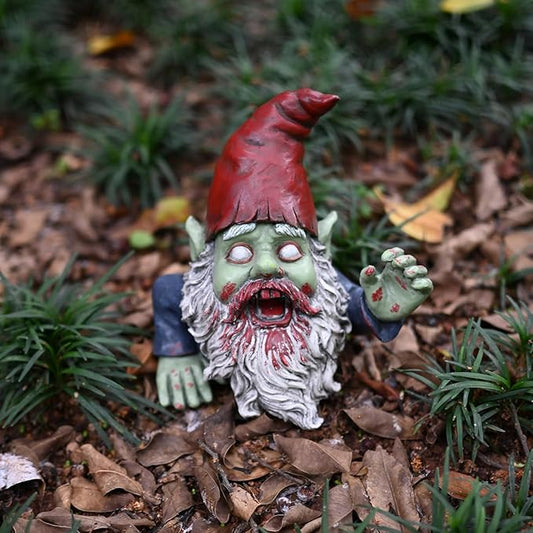 G150028 Zombie Gnome Garden Statue Sculpture, Scary Gnome, Halloween Decoration