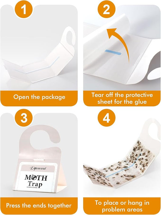 Pantry Moth Traps - Extra Strength Hanging Clothes Clothing Moth Traps with Pheromone for House Pantry Indoor Closets - 10 Pack