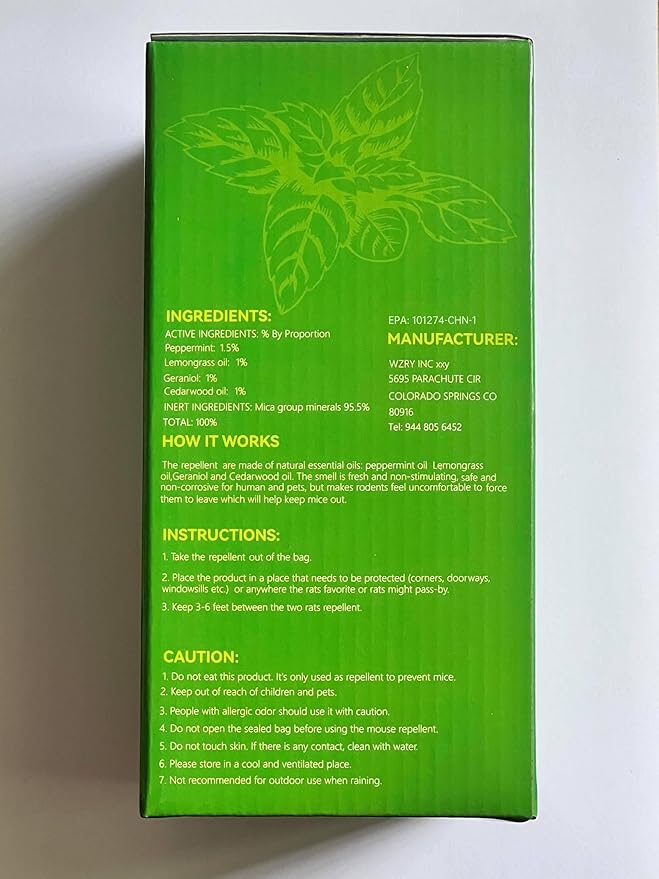 Mouse Repellent Indoor & Outdoor, 36 Pack Powerful Peppermint Keep Rodent, Mice, Skunk, Raccoon Away House Home Attic Kitchen Car Engines, Long-Lasting Protection and Safe Family