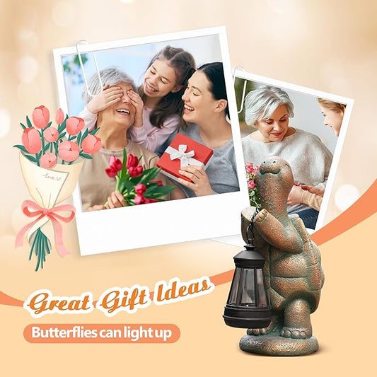 Turtle Solar Powered Outdoor Garden Statue, Resin Statue with Solar Light Lantern, Decorative Lawn, Yard Outdoor Turtle Decoration. Unique Home Decoration, Gifts for Women