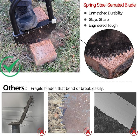 Edger Lawn Tool 41in Border Edger with Tempered Spring Steel Blade Long Rubber Handle Wide Footplate Rustproof Manganese Steel Half Moon Edger for Garden Maintenance