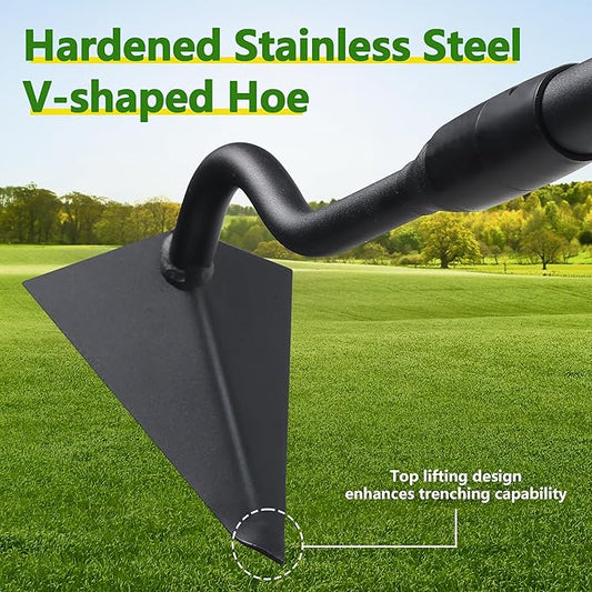 Garden Hoe, 59 Inch Triangle Warren Hoes for Cutting Trenches, Digging, Loosen The Soil, Weeding, Heavy Duty Hoe Garden Tool with Adjustable Long Handle