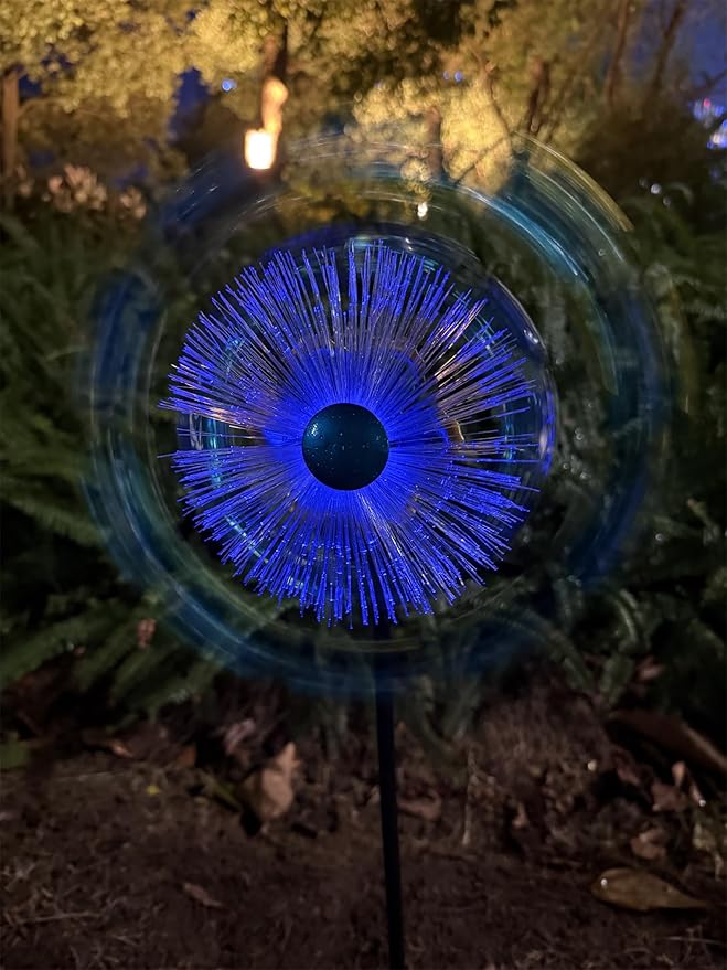 46" Peacock Feather Solar Wind Spinners for Yard and Garden, Sapphire Kinetic Windmill Wind Spinner Outdoor Decor, Wind Sculpture Yard Art for Patio, Lawn & Garden