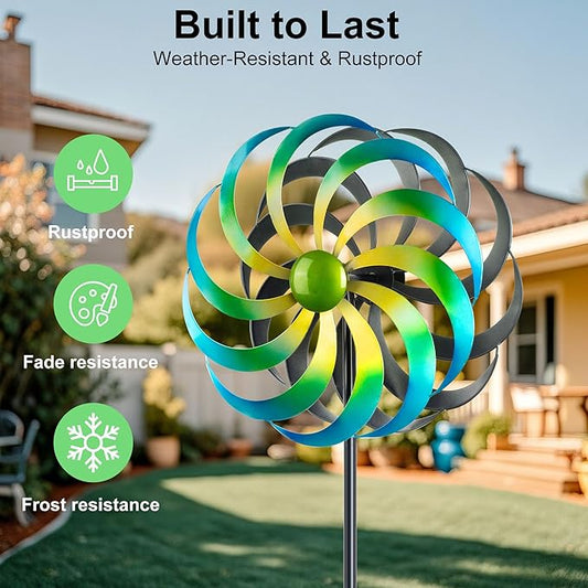 Wind Spinners Outdoor Yard Decorations, 16 Inches Wind Sculpture Metal Garden Art, Windmills for Yard Gardening Gifts for Women Mom Backyard, Patio, Garden Decor
