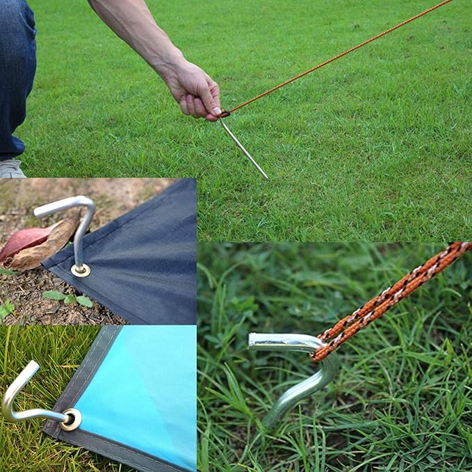 AAGUT Tent Stakes Heavy Duty Metal 9 Inch, 50 Pack Rust-Resistant Galvanized Steel Camping Stake Garden Edging Fence Hooks Yard Tent Pegs for Inflatable, Tarp, Outdoor Christmas Decorations