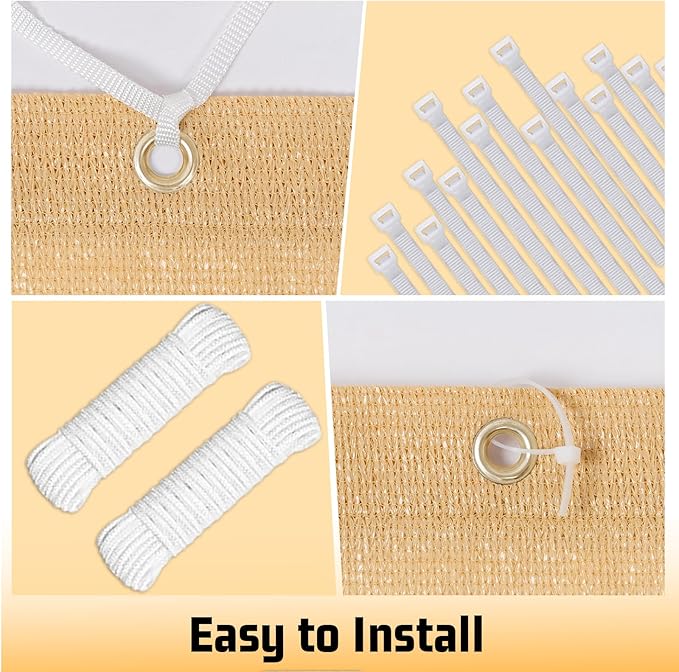 SUNNY GUARD Shade Cloth Custom Size 9x16 FT Sun Shade Screen Fabric Shade Cover Tarp with Grommets for Pergola Backyard Garden, Sand(We Customized)