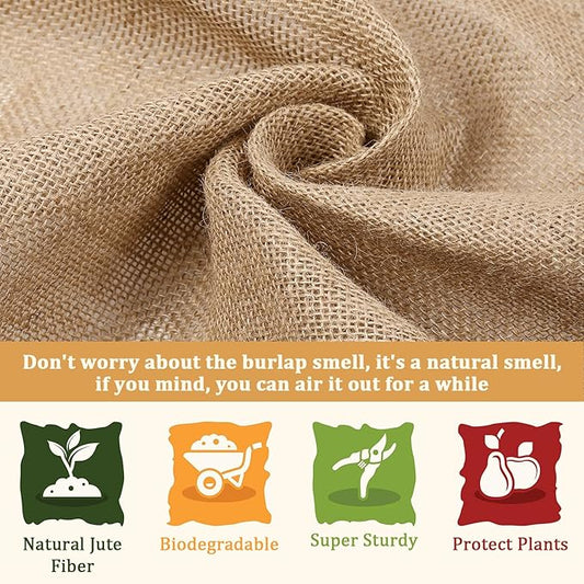 Riare 30 Feet x 40 Inch Natural Burlap Plant Covers Freeze Protection- High Density Jute Burlap Winter Plant Blankets Frost, Winter Frost Cloth for Outdoor Plants Trees Shrubs Winter Frost Protection