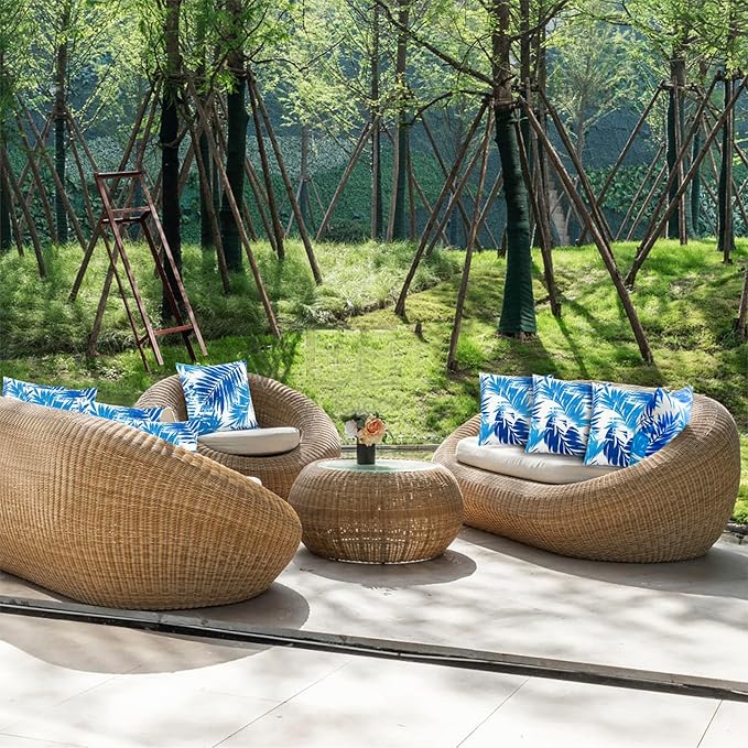 JMGBird Outdoor Pillows Waterproof Set of 4 Outdoor Throw Pillows with Insert Included 18×18 Inch Outdoor Decorative Pillows Water Resistant for Patio Garden Sofa Couch Bed
