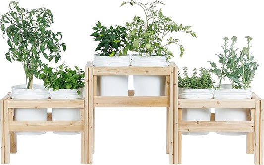 Greenes Fence Two-Tiers Six Bucket Elevated Cedar Wood Garden Frame, 79 in. x 16 in. x 30 in. - Made in USA with North American Cedar