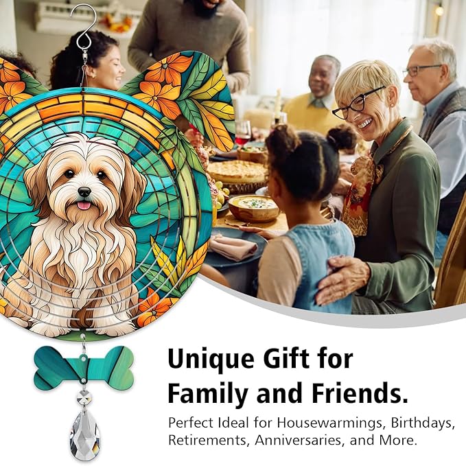 Havanese Dog Ears Wind Spinner, Havanese Wind Spinner Hanging for Yard and Garden V02